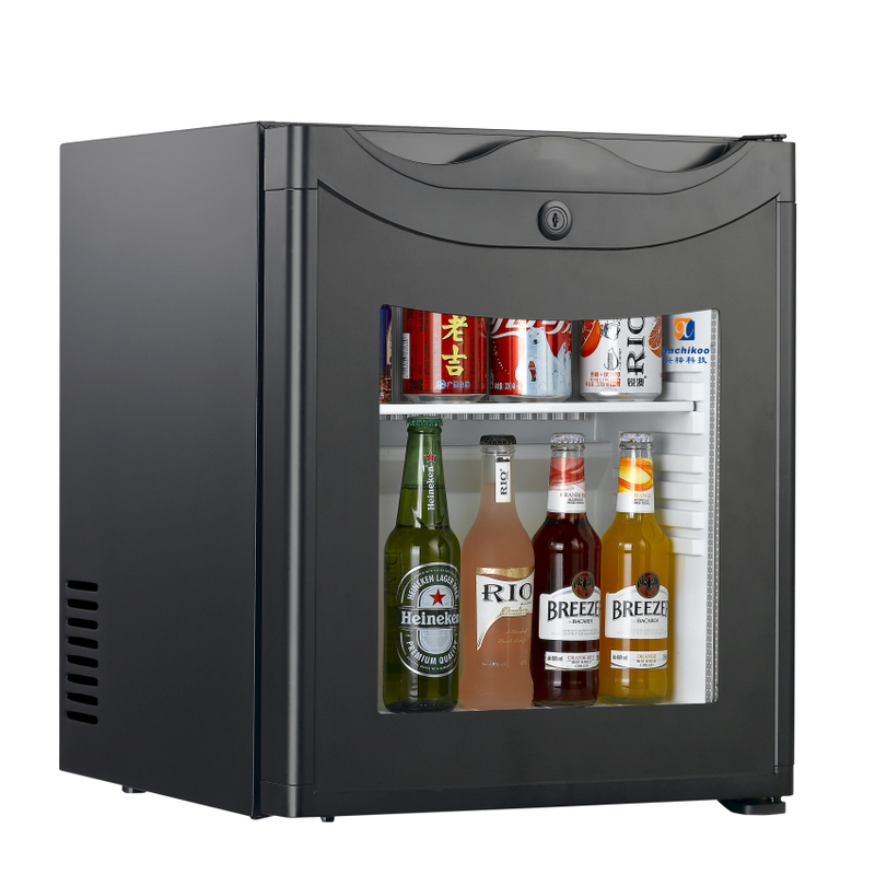 Sachikoo 25L Luxury Hotel Refrigerator Compact Portable Mini Bar with Glass Foaming Absorption Lock Key Electric Cooling
