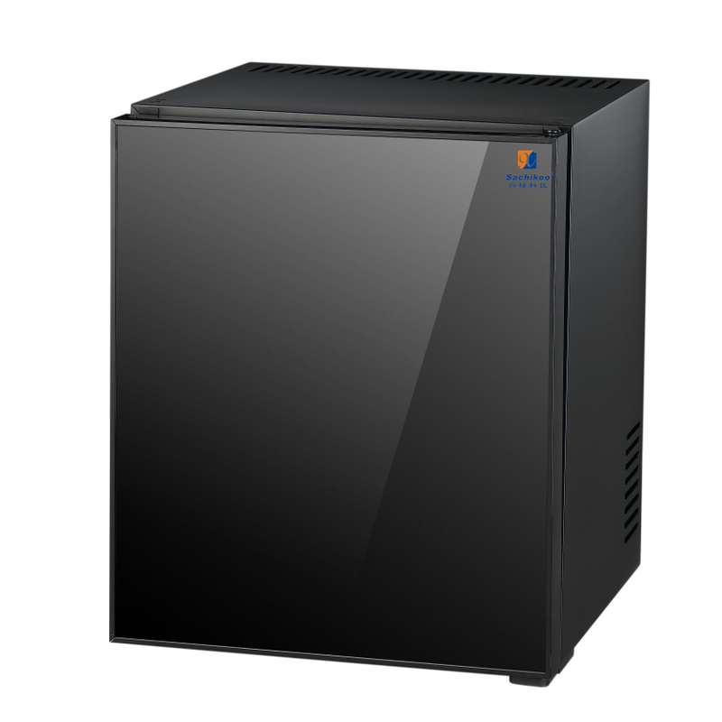 Sachikoo Luxury 25L Electric Minibar Fridge Portable Absorption No Noise Cool Function with Glass Door for Hotel Room Use