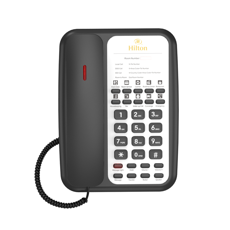 Five-Star Hotel Quality Guestroom Telephone ABS Plastic PABX Phone with Special Hotel Service Button