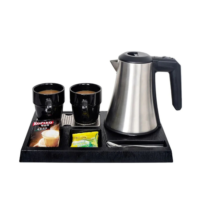 Luxury Electric Kettle With Tray Set New Factory Release Portable Steel Glass Small Size for Tea in Home & Hotel Room Hot Sale