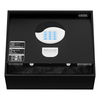 Open Top 15 Inch Stainless Steel Hotel Room Safe with Key Lock Hydraulic Rod Laptop Compartment Door Locking Function