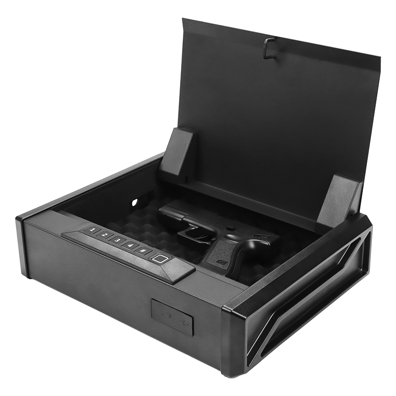 Biometric Gun Safe for Handgun Fingerprint with Keys And Keypad Handgun Alarm Gun Lock Box